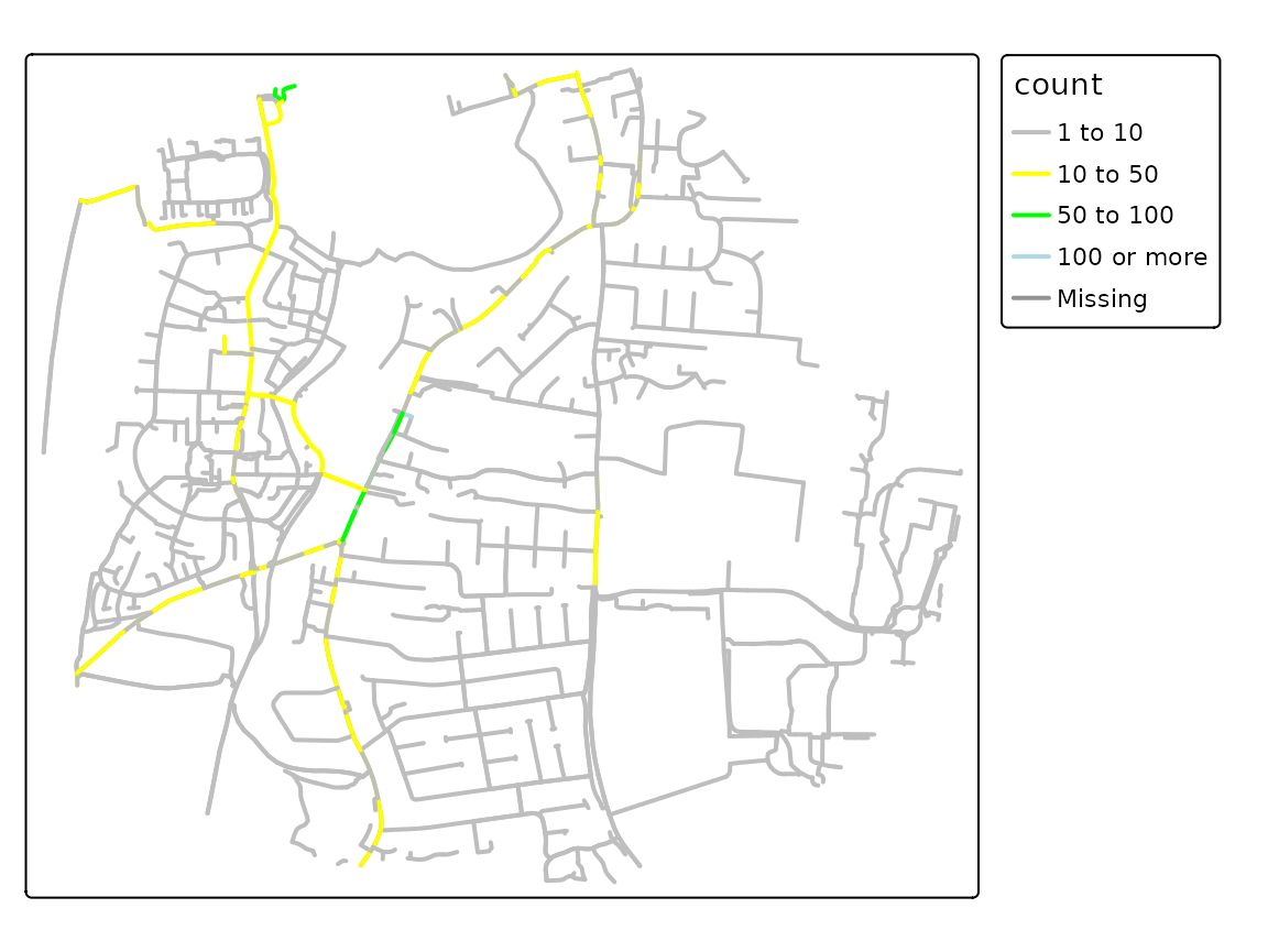 Comparison of Propensity to Cycle Tool school travel (top) and SchoolRoutes (bottom) outputs for York.